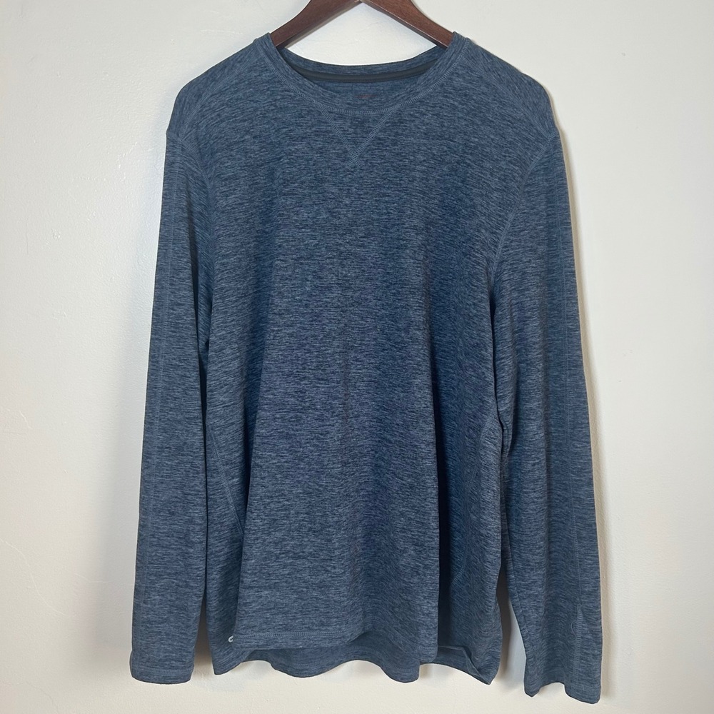 Free Country Long Sleeve Shirt Mens XL Blue Heather Stretch Crewneck